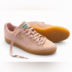 Puma Pink Suede Platform Sneakers with Gum Sole